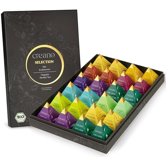 Creano Organic Herbal Tea Gift Set "Organic Herbal Tea" – 24 Pyramid Tea Bags in 9 Different Varieties – 60 g* - Bloomnest