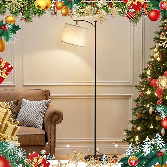 60" Floor Lamps with Remote Control & Bulb, Colors Temperature & Brightness Adjustable, Gray Shade & Black Pole - Bloomnest