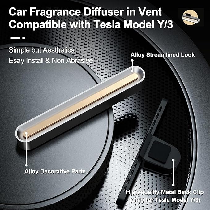 Car Air Freshener in Vent for Tesla Model Y/3 Accessories, Air Fragrance Diffuser Set Includes 6 Long-Lasting Fragrance Sticks + 2 DIY Stick - Bloomnest