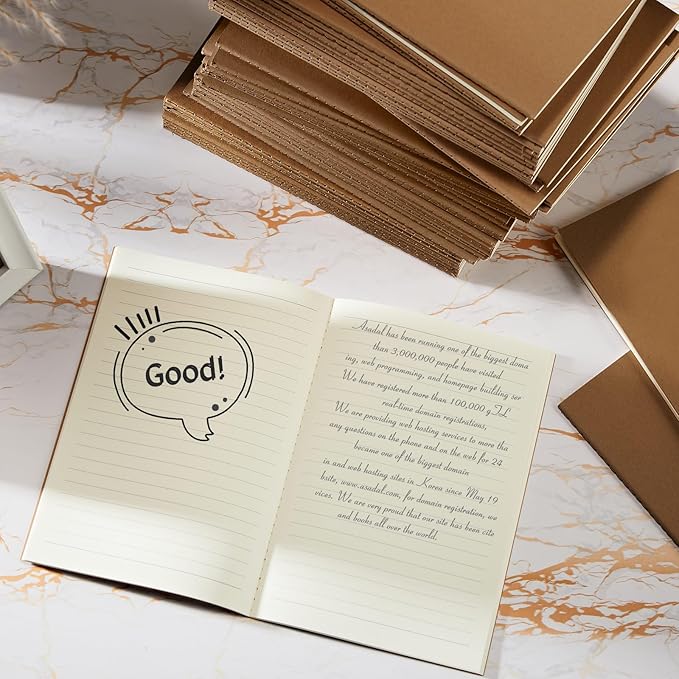 Mimorou 100 Pcs Journals Notebooks Bulk - Kraft Softcover A5 Small Notebooks 5.5 Inch x 8.3 Inch Notepads with 60 Page 30 Sheet for Writing Sketch Travel Office Supplies(Dark Brown,Lined) - Bloomnest