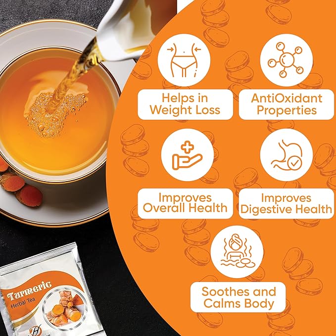 HERBOGANIC Turmeric Herbal Tea - Digestion Support and Immune Boost | Refreshing and Delicious Blend | Natural Ingredients | 20 Tea Bags - Bloomnest