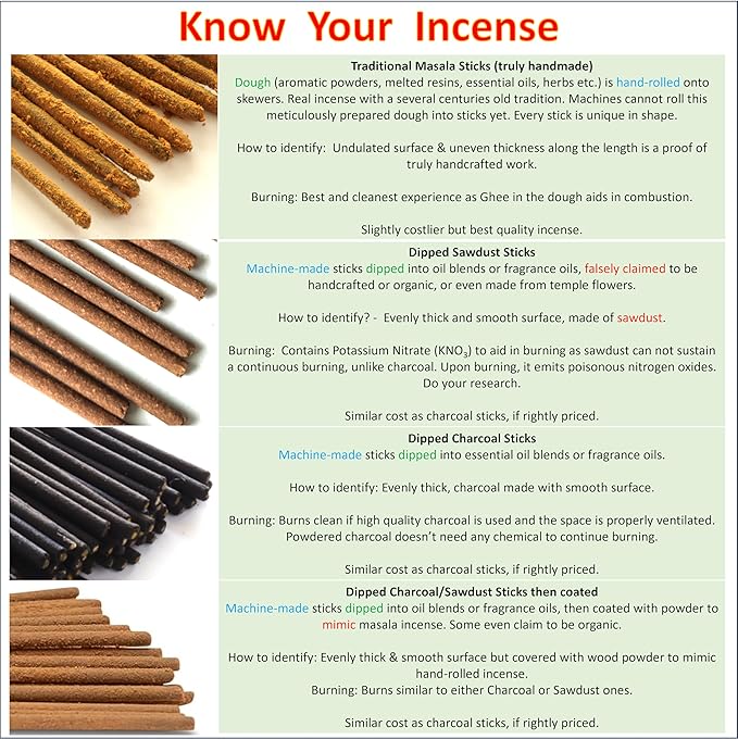 Artisan Hand-Dipped Incense Sticks - Premium 105-sticks Pack Variety Set - 7 Different Scents - Free Incense Holder