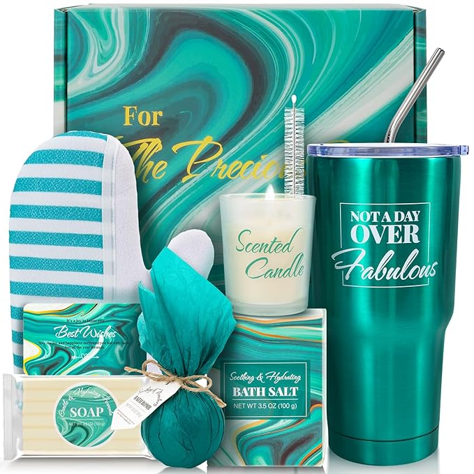 Bath Sets for Women Gift BODY & EARTH Gift Baskets for Women 8pcs Womens Christmas Gifts for Tumbler with Straw Birthday Gifts - Bloomnest