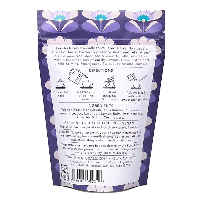 Dreamy Night Sleep Tea (1.65 oz, Pack of 18 Tea Bags) – Sleepytime Calming Caffeine Free Tea Herbal Blend with Valerian Root, Chamomile, Lemon Balm, Passionflower and Lavender for Bedtime - Bloomnest
