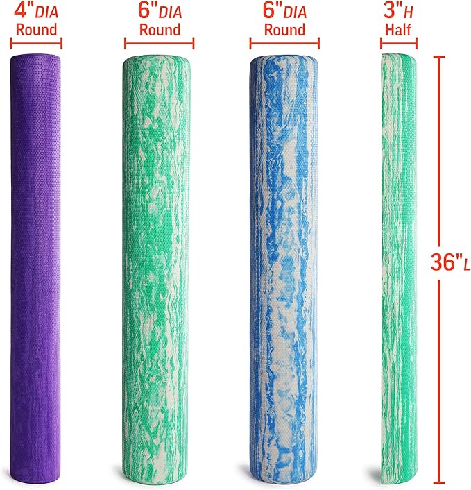 OPTP PRO-ROLLER Standard Density Foam Roller - Durable Roller for Back Massage, Deep Tissue Foam Roller Exercises, Stretching, Fitness, Yoga and Pilates - 36 Inches by 6 Inches, Green - Bloomnest