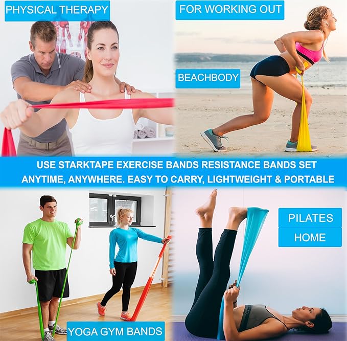 Resistance Bands Professional 8,16, 25, 50 Yards Bulk Rolls. Latex-Free Elastic Physical Therapy Band. No Scent, No Powder - Perfect for Home Exercise, Yoga, Pilates, Gym, Rehab, Workout - Bloomnest