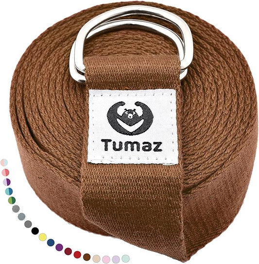 Tumaz Yoga Strap/Stretch Bands [15+ Colors, 6/8/10 Feet Options] with Extra Safe Adjustable D-Ring Buckle, Durable and Comfy Delicate Texture - Best for Daily Stretching, Physical Therapy, Fitness - Bloomnest