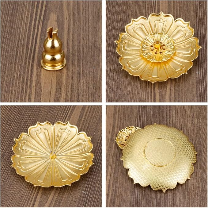 Incense Holder with Incense Stick Tray,Multi-Functional Incense Burner and Stick Holder Combo,Ash Holder (1, New Golden)