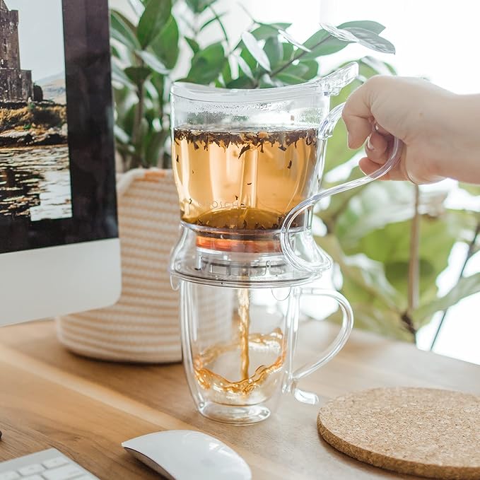GROSCHE Aberdeen Tea Infuser Teapot & Smart Tea Maker - BPA-Free, Drip-Free Design | Coaster | Easy Brew | Easy Clean Steeper | Loose Leaf Brewing - Stylish Design | 17.7 oz - 1000 ml - Bloomnest