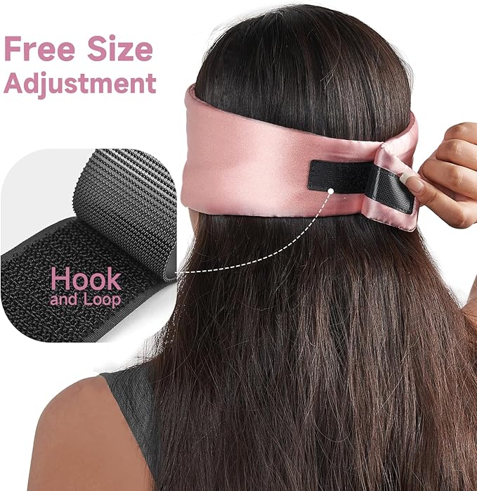 Umisleep Soft Sleep Mask, Blackout Eye Mask for Side Sleepers, Women Men Sleeping Mask, Anti-Wrinkle & Softer Than Real Mulberry Silk Eye Cover, Satin Blindfold with Adjustable Band, Pink - Bloomnest