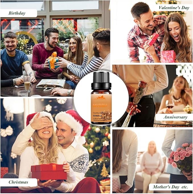 Mumianhua Myrrh Essential Oil 100% Pure Earthy Balsamic Aroma Natural Myrrh Oil for Diffuser, DIY Skincare, Wrinkle, Hair, Beard Oil & Candle Making,Office Wellness 0.33 Fl Oz - Bloomnest