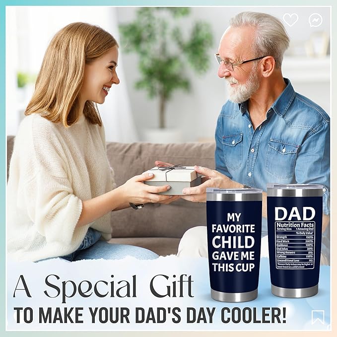TEEZWONDER Christmas Birthday Gifts for Dad from Daughter Son Wife Kids - 20 oz Stainless Steel Insulated Coffee Tumbler - Grandpa Gift, Mens Birthday Gift Ideas - Bloomnest