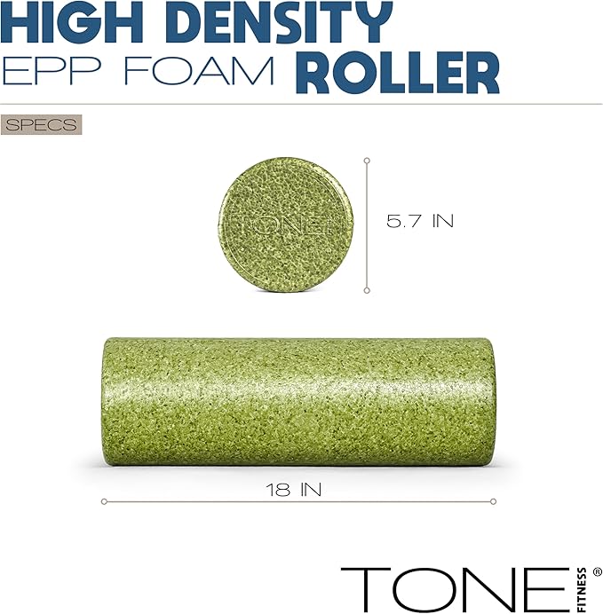 Tone Fitness High Density EPP Foam Exercise Foam Roller for Yoga, Pilates, Stretching, Massage, and Recovery | Multiple Sizes and Colors - Bloomnest