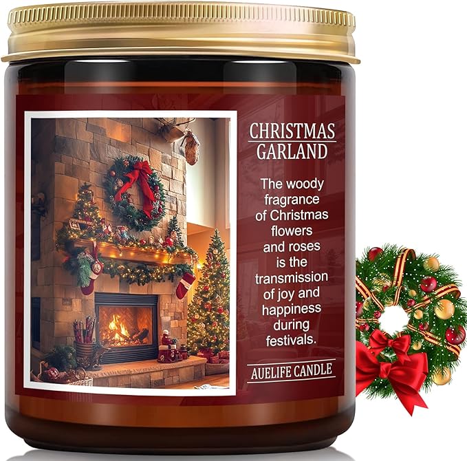 Christmas Candles | Christmas Garland Scented Candle, Holiday Soy Wax Candles for Home Scented, Aromatherapy Gifts for Women and Men, Cozy Winter Candle for Home Decor, 7 oz - Bloomnest
