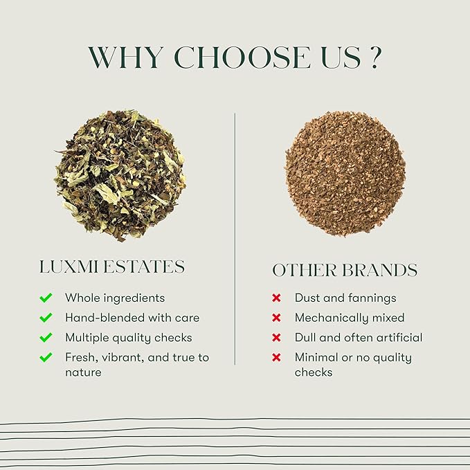 Luxmi Estates - Holy Basil - Organic Tulsi Tea - Loose Leaf - 50g (25 Cups) | With Tulsi and Ginger | Provides Immune Support, Stress Relief and Uplifts Mood - Bloomnest