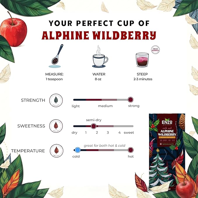 ENZO Tea Master Reserve - Alpine Wildberry (4oz) a Cherry Cranberry Secret Recipe | Mountain-Foraged Wild Berry Hibiscus | Loose Leaf Caffeine Free 37 Servings - Bloomnest