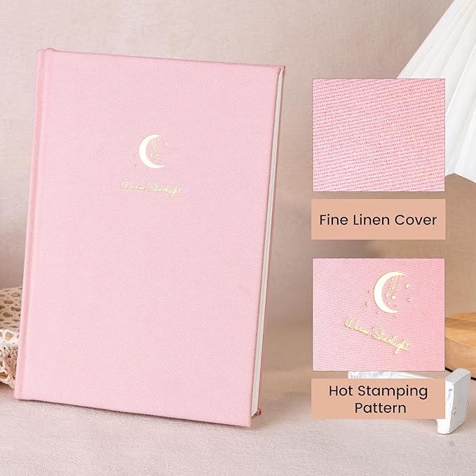 CAGIE Lined Journal Notebook for Women Girls, A5 Hardcover Linen Journals For Writing 256 Pages, Aesthetic Womens Diary, Gifts 8.3'' x 5.7'' Pink - Bloomnest