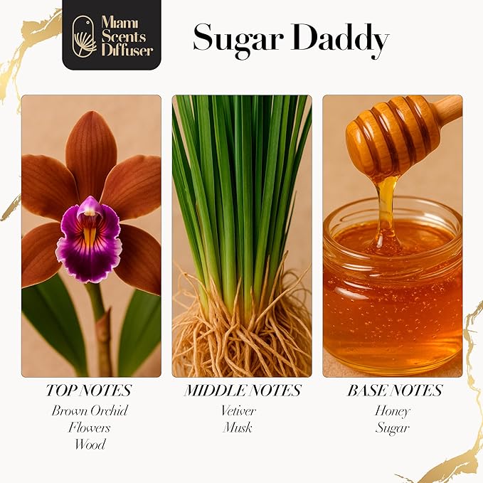 Sugar Daddy Scent by Cheval Blanc Paris Hotel 4 FlOz - 120ml Essential Oils Aroma for Home Office Diffuser Luxury Fragance Refill Aromatherapy Fresh Blend of Brown Orchid Flower, Vetiver Sugar & Honey - Bloomnest