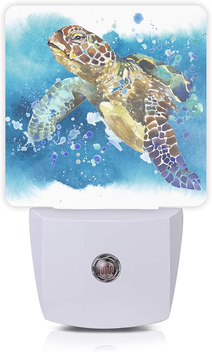 Turtle Night Light,Watercolor Sea Turtle Night Lights 0.5W Sleep Friendly for Boys Girls Led Night Light Dusk to Dawn Sensor Nightlight for Stairway/Hallway/Kitchen - Bloomnest
