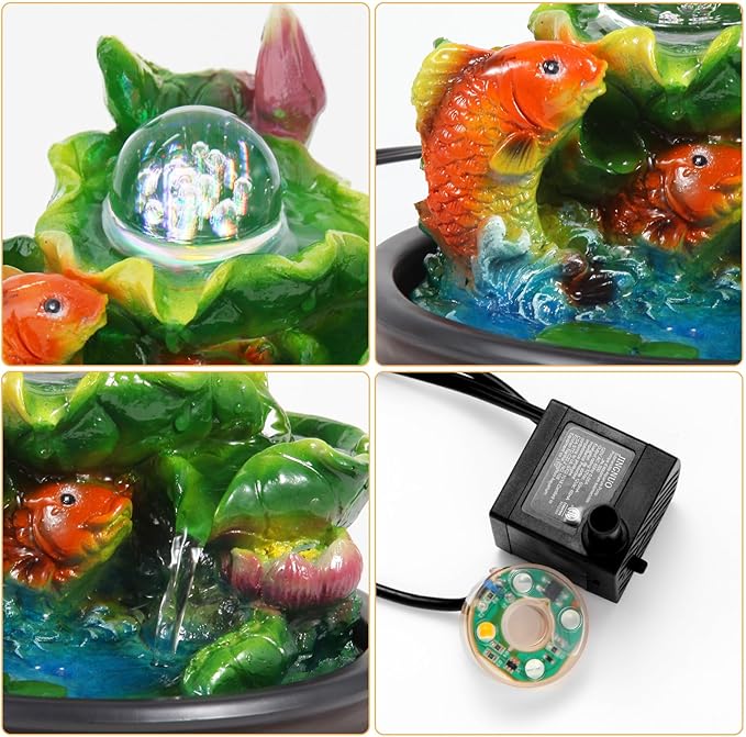 Fish Indoor Relaxation Desktop Fountains Humidifying Tabletop Water Fountain Indoor Office Decorations Waterfall Fountain for Office Living Room - Bloomnest