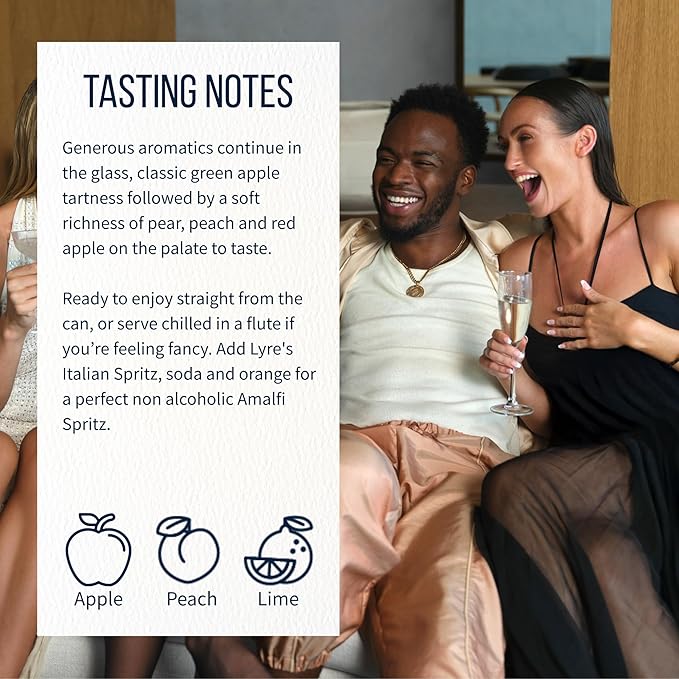 Lyre’s Classico 4-Pack, Non Alcoholic Sparkling Wine, Zero Proof Prosecco Alternative, Alcohol Free Drinks, Canned Mocktails, Ready to Drink, 45 Calories per Serve (8.45 Fl Oz x 4) LyresSpiritCo