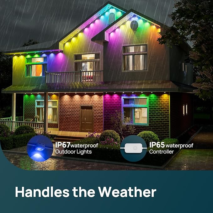 Linkind Permanent Outdoor Lights HP5,Smart AI RGBTW 150ft Christmas Lights, 85 Scenes Modes for Daily Holiday Halloween Decorations,IP67 Waterproof, Compatible with Alexa,Google Assistant - Bloomnest