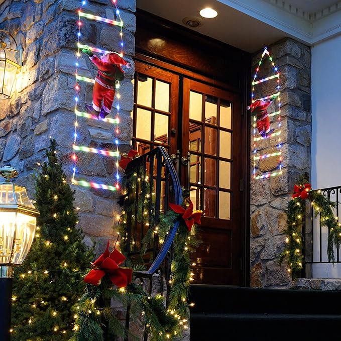 Toodour LED Christmas Light - 2.5FT Christmas Decorative Ladder Lights with Santa Claus, Xmas Decorations Light for Indoor Outdoor, Window, Garden, Home, Wall, Xmas Tree Decor - Multicolor - Bloomnest