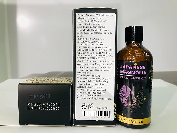 MAYJAM 100ML/3.38FL.OZ Japanese Magnolia Fragrance Oils with Glass Dropper, Essential Oils for Diffusers for Home, Long Lasting Scented Oils for Diffusers Soap Candle Making - Bloomnest