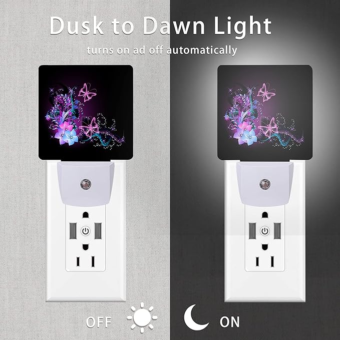 Butterfly Night Light,Fantasy Butterflies Fairy Plug in Night Lights 0.5W Sleep Friendly for Boys Girls Led Night Light Dusk to Dawn Sensor Nightlight for Stairway/Hallway/Bedroom - Bloomnest