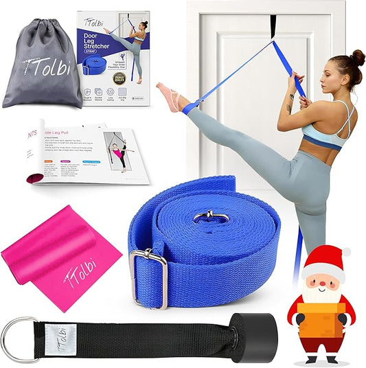 Stretching Strap with Door Anchor & Resistance Band – Improve Leg Stretch Flexibility for Splits, Ballet, Dance, Cheer, Yoga & Gymnastics - Home Leg Stretcher Trainer Equipment Stuff for All Levels - Bloomnest