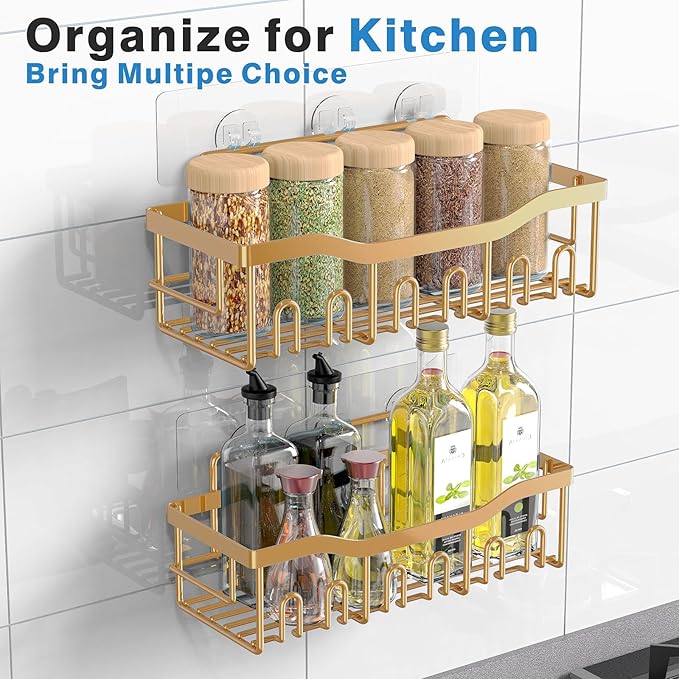EUDELE Shower Caddy 2 Pack, Adhesive Organizer for Bathroom Storage, Home Decor & Kitchen, No Drilling, Rustproof Stainless Steel Shelf, Bathroom Decor Sets - Bloomnest