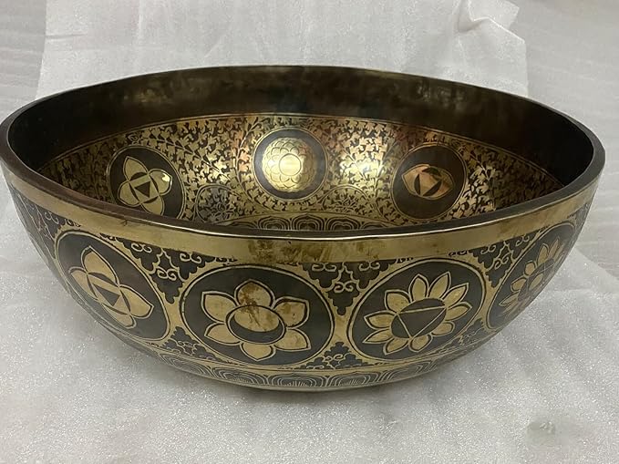 21 Inch Diameter Extra Large Standing Singing Bowl - Foot Carved Singing Bowls - Sound Therapy -Meditation -Yoga Session - Big Healing Bowls - Bloomnest