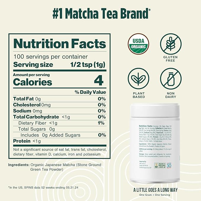 Jade Leaf Matcha Organic Premium Ceremonial Grade Matcha Green Tea Powder - Japanese - Culinary, Ingredient, Ceremonial Barista Teahouse, Latte, Collagen, 3.53 Ounce (Pack of 1), Ceremonial Barista - Bloomnest