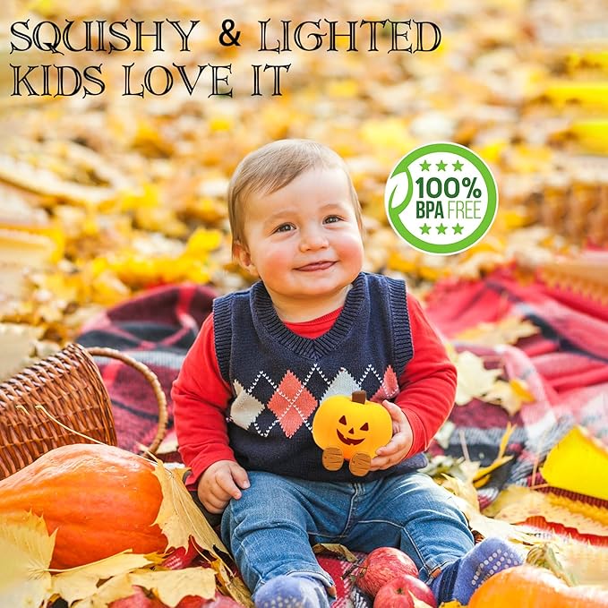 Pumpkin Night Light for Kids Cute Jack O Lantern Halloween Decor Nightlight for Baby Nursery Toddler Squishy Pumpkin Lights Cordless Rechargeable Dimmable Silicone Bedside Lamp Halloween Gifts - Bloomnest