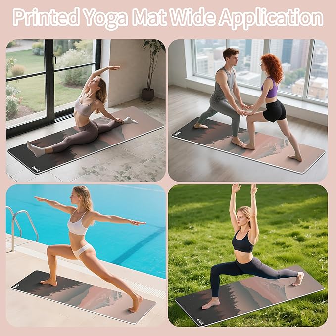 HAHE Yoga Mat Thick (8MM,1/3"), Eco-Friendly POE Non Slip Yoga Mat, High Rebound & Shock Absorption, Anti-Tear & Sweat-Resistant for Yoga, Fitness, Home, Workouts, Large Pilates Mats 72"x24" with Carrying Strap - Bloomnest