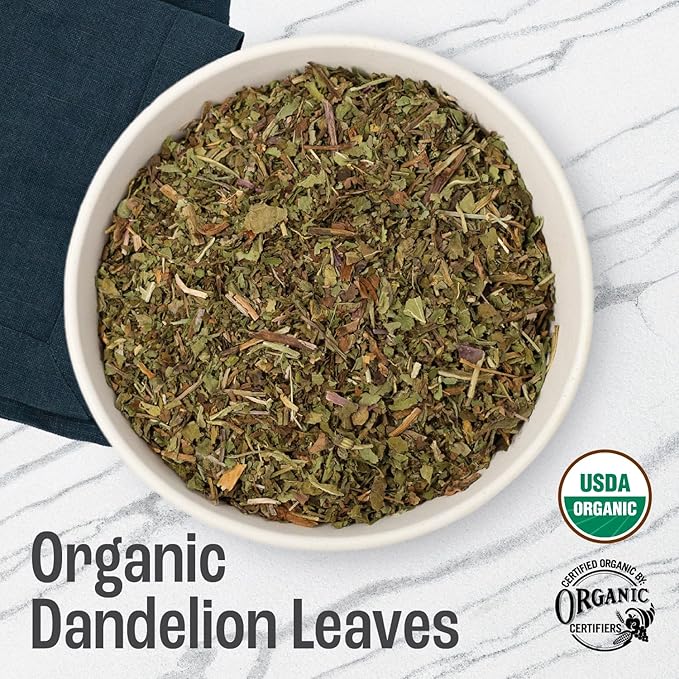 J Mac Botanicals, Organic Dandelion Leaves (16 oz bag) USDA Certified Organic Dandelion leaf tea, te diente de leon organico, Packaged in the USA, Cut and Sifted, No Caffeine, Fresh dried dandelion - Bloomnest