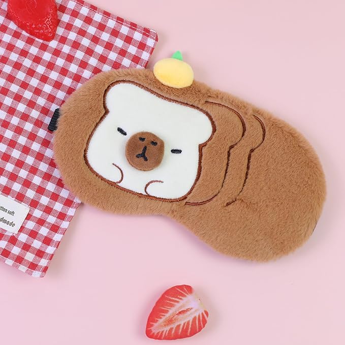 Cute Animal Eye Mask for Sleeping Funny Animal Sleeping Mask Soft Lightweight Eyemask for Women Teen Girls (Brown Bread) - Bloomnest