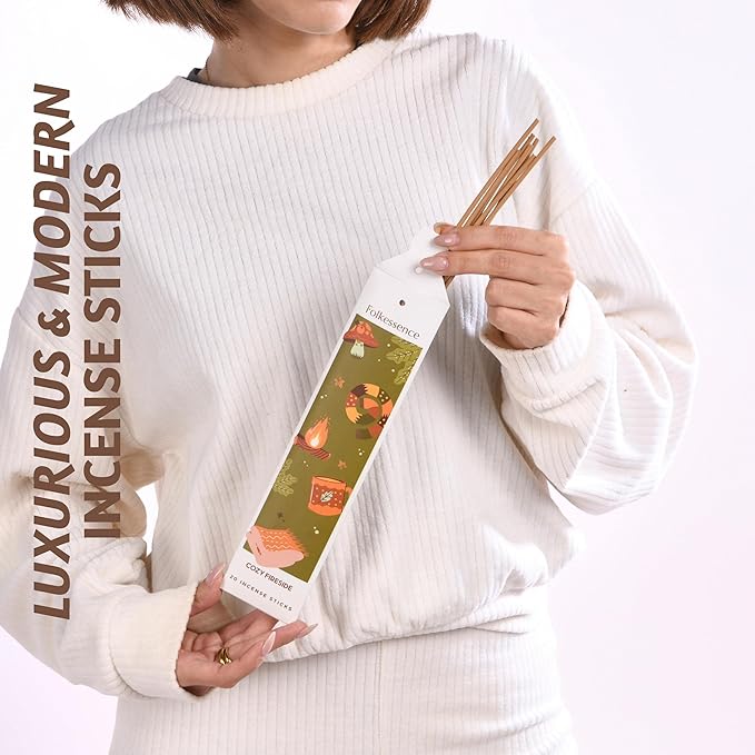 Folkulture Incense Sticks | Set of 6 (120 Fall Incense Sticks) | Non Toxic Fall Scents with 45 Min Burn Time | Pumpkin Spice, Apple Orchard, Caramel, Vanilla | Organic Inscent for Fall Essentials