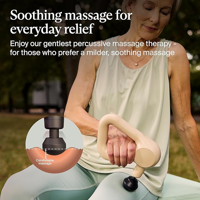 TheraGun Relief by Therabody - Easy-to-Use, Comfortable & Light Handheld Percussion Massage Gun for Everyday Pain Relief Massage Therapy in Neck, Back, Leg, Shoulder and Body (Sand) - Bloomnest
