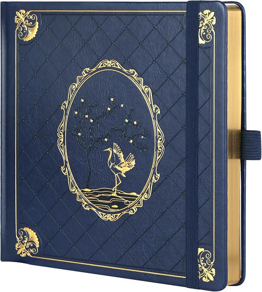 TIEFOSSI Dotted Journal Notebook, Dot Grid Notebook for Women Men, Hardcover PU Leather Journal, 160 GSM Thick Paper, 160 Numbered Pages with Gold Edges, 8 x 8 Square Diary - Bloomnest
