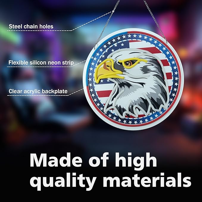 ASIUXIRS_13x13 inch Bald Eagle Neon Sign Art Wall Lights for Beer Bar Club Bedroom Hotel Pub Cafe Wedding Birthday Party Gifts - Bloomnest