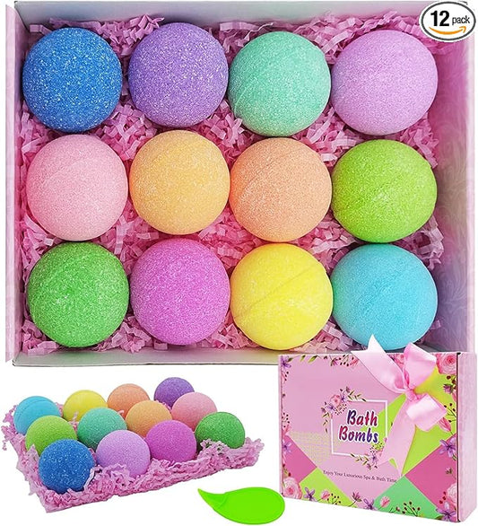 Bath Bombs for Women Relaxing Gifts Set 12 Handmade Organic Bath Bombs Amazing Present for Her, Wife, Girlfriend, Mother - Bloomnest