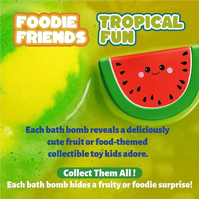 Kids Bath Bombs with Food Toys Inside, 16 Pack Colorful Surprise Bath Fizzies Set, Organic Fizzy Bubble Bath Bombs for Girls & Boys, Ages 3+ - Bloomnest