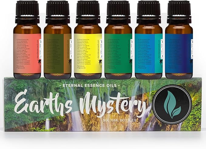 Eternal Essence Oils Earths Mystery Set of 6 Premium Fragrance Oils - Includes Freesia Plumeria, Sweet Grass, Amberwood Moss, Adriatic Fig, Moroccan Argan Type, and Coral Reef Scented Oils - 10ML - Bloomnest