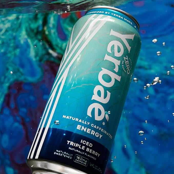 Yerbaé Energy Beverage - Iced Triple Berry, 0 Sugar, 0 Calories, 0 Carbs, Energized by Yerba Mate. Yerbae is a Plant-Based, Healthy Alternative to Sugary Energy Drinks, 16oz cans (12 Pack) - Bloomnest