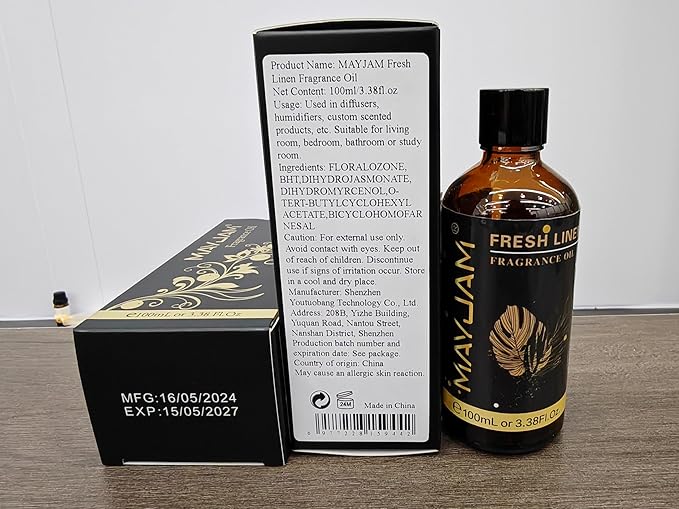 MAYJAM Fresh Linen Fragrance Oils Essential Oil - Fresh Linen Oil for Diffusers, 3.38FL.OZ/100ML Large Volume Fragrance Oil with Premium Glass Dropper - Bloomnest
