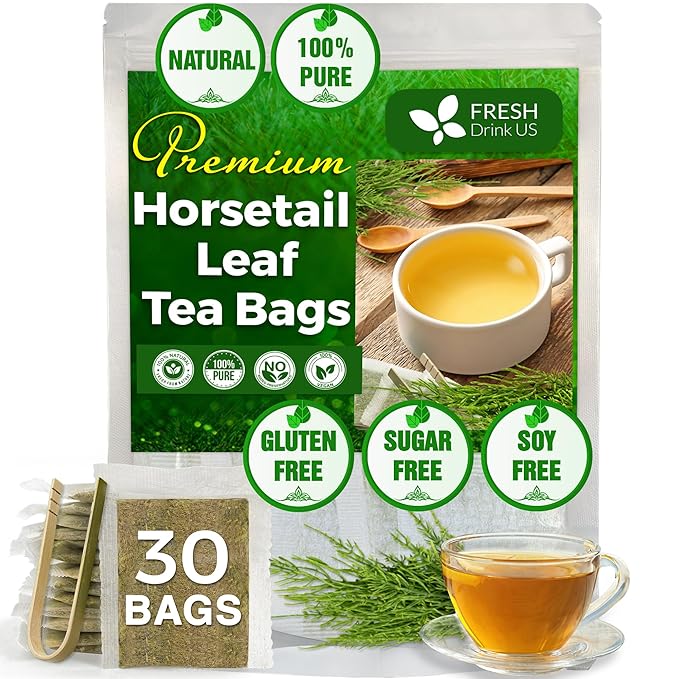 FreshDrinkUS, Premium 30 Horsetail Leaf Tea Bags, 100% Natural & Pure from Horsetail Loose Leaves Herbal Tea. Made with Natural Material Tea Bags. No Sugar, No Caffeine, No Gluten, Vegan. - Bloomnest