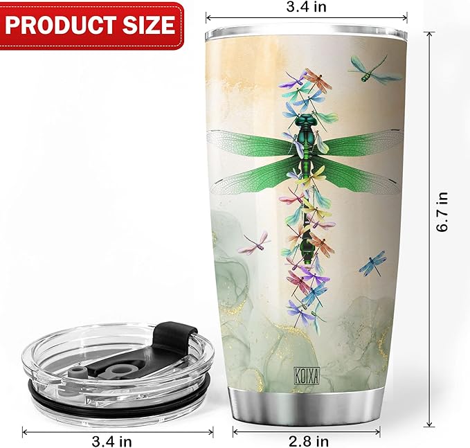 Live Laugh Love Dragonfly Insulated Tumbler 20 Oz Sunflowers Dragonflies Vintage Animal Print Coffee Cup With Lid Cute Dragonfly Things Motivational Birthday Gifts For Women - Bloomnest