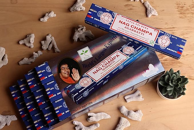EARTH Satya Nag Champa Premium Incense Sticks 15 GMS (Pack of 12) (Green Certified) - Naturally Hand Rolled Agarbatti- Perfect for Worshipping, Church, Aroma Therapy, Relaxation, Positivity,Yoga Earth