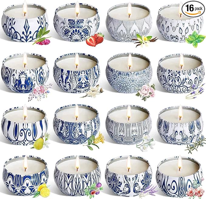 Set of 16 Pack Scented Candle Gifts Travel Tin Jar Candles for Home 2.5 OZ Scented Candles for Mom for Christmas, Birthday, Thanksgiving, Mother's Day. - Bloomnest